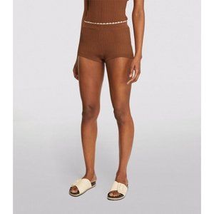 Sandro Paris Rib Knitted Shorts Brown